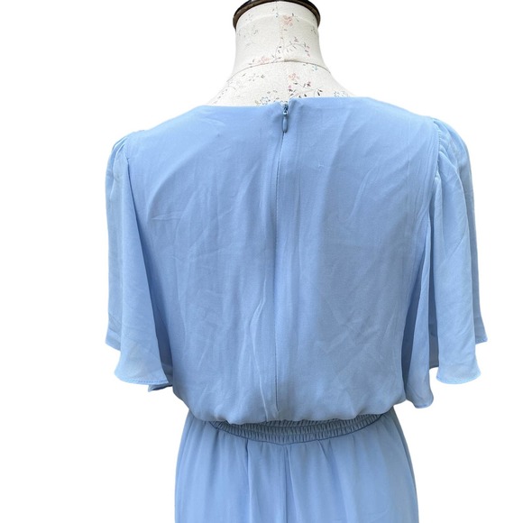 Halogen Women's Light Blue V-Neck Flutter Sleeve Wide Leg Jumpsuit.‎ Size MED - Picture 6 of 15